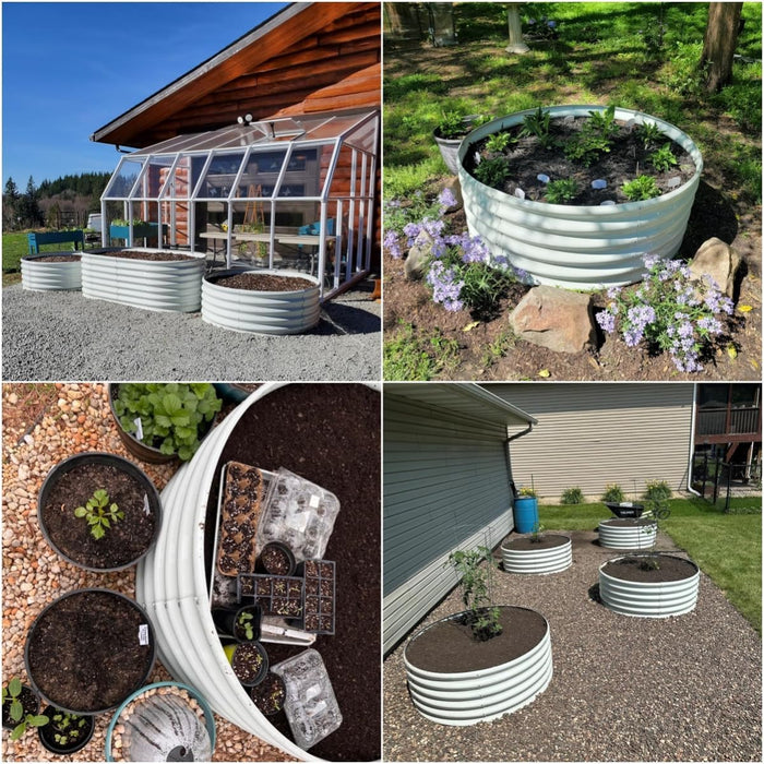 24" Extra Tall 35" Wide Round Raised Garden Beds (Set of 2) - Anleolife #quartz-gray_2-pack