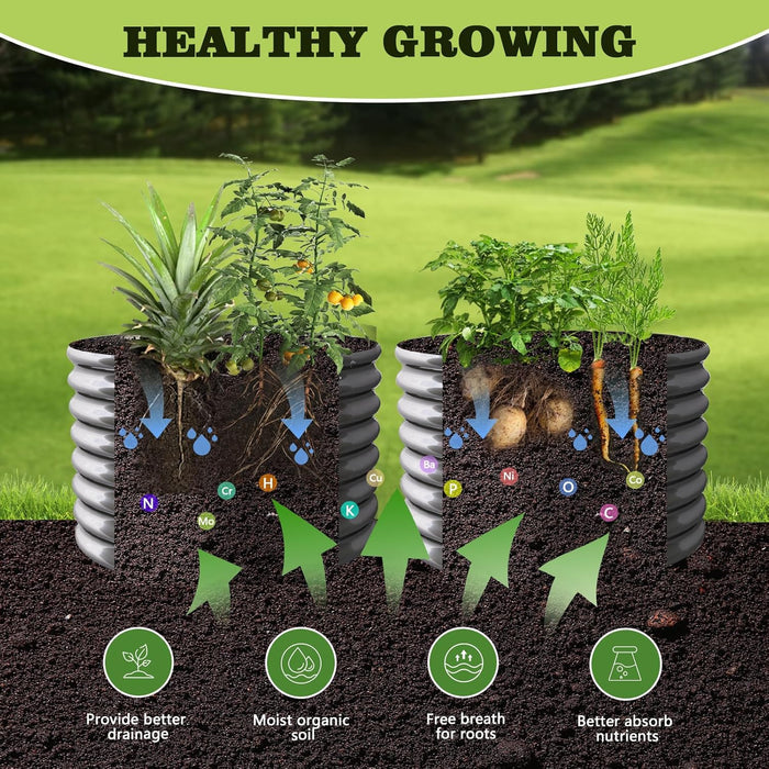 24" Extra Tall 35" Wide Round Raised Garden Beds (Set of 2) - Anleolife #quartz-gray_2-pack