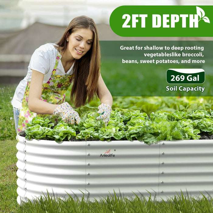 24" Extra Tall 6x3 ft Galvanized Steel Raised Garden Bed - Anleolife