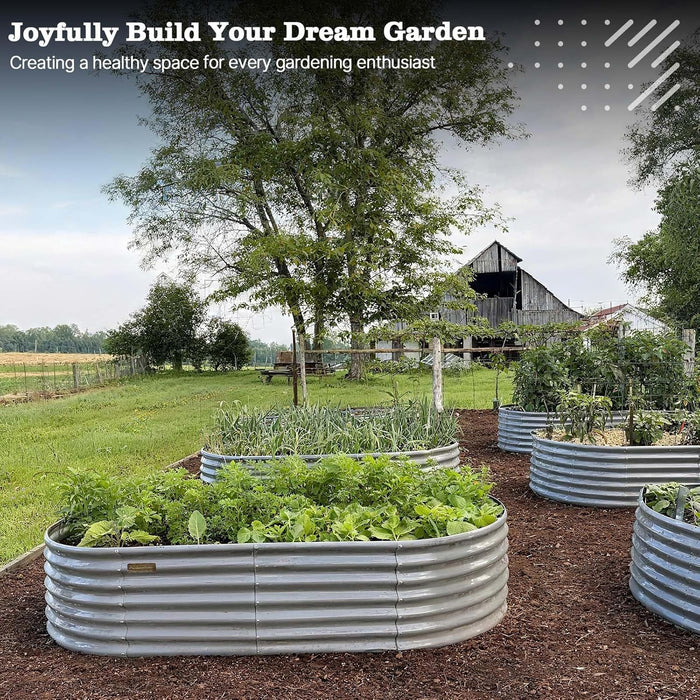 Joyfully Build Your Dream Garden - Oval Raised Garden Bed #quartz-gray