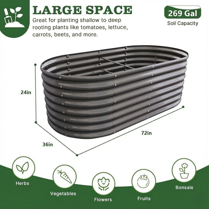 LARGE SPACE - 24” Tall 6X3 ft Raised Garden Bed #quartz-gray