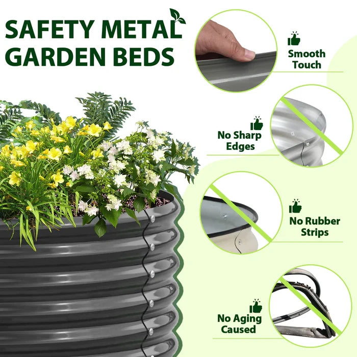 24" Extra Tall 6x3 ft Rust-Resistant Raised Garden Bed - Anleolife #quartz-gray