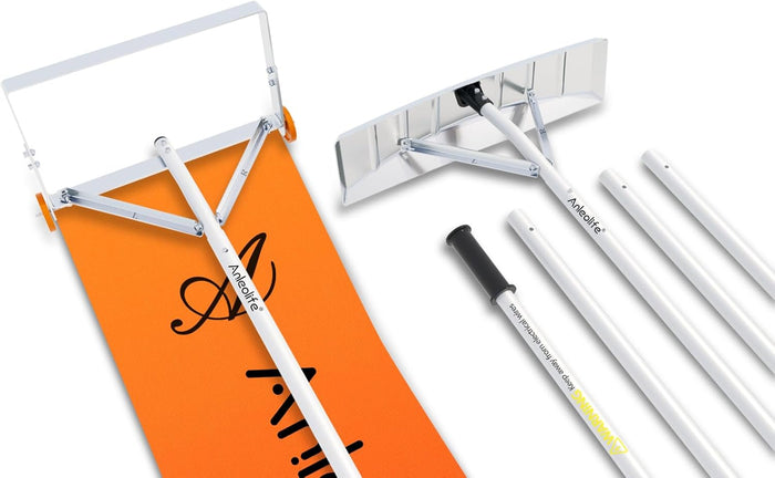2in1 Roof Rake Snow Removal System Combo Pack,Telescopic Heavy Duty Snow Shovel - Anleolife