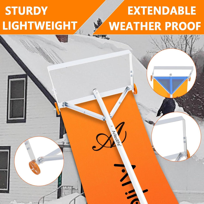 2in1 Roof Rake Snow Removal System Combo Pack,Telescopic Heavy Duty Snow Shovel - Anleolife