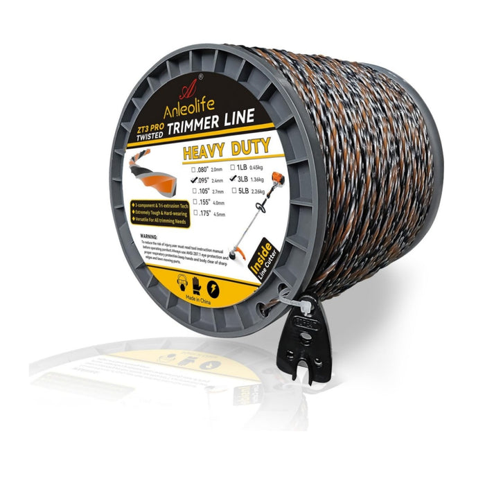 3-Pound ZT3 Pro Heavy Duty Diamond .095-Inch-by-1122-ft Twisted Trimmer Line Spool,3-Component Tri-Extrusion - Anleolife