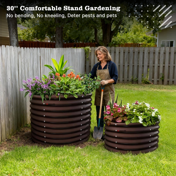 30" Extra Tall 36" Wide Round Easy Assembly Raised Garden Bed