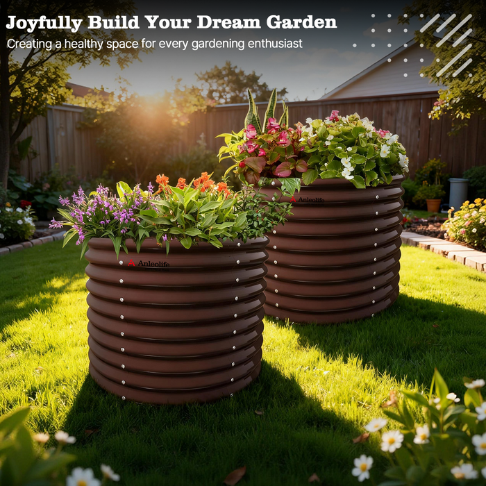30" Extra Tall 36" Wide Round Easy Assembly Raised Garden Bed