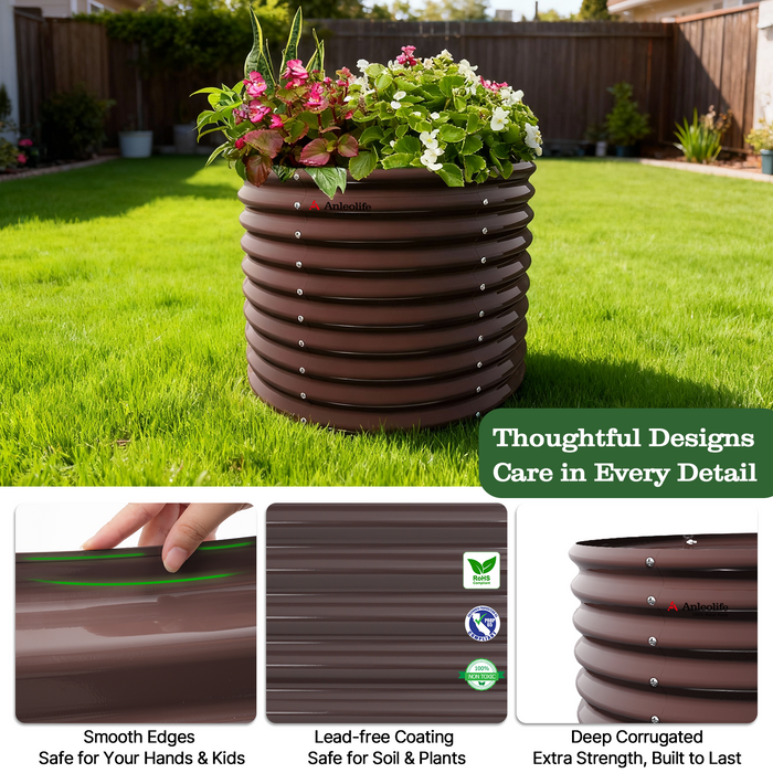 30" Extra Tall 36" Wide Round Easy Assembly Raised Garden Bed