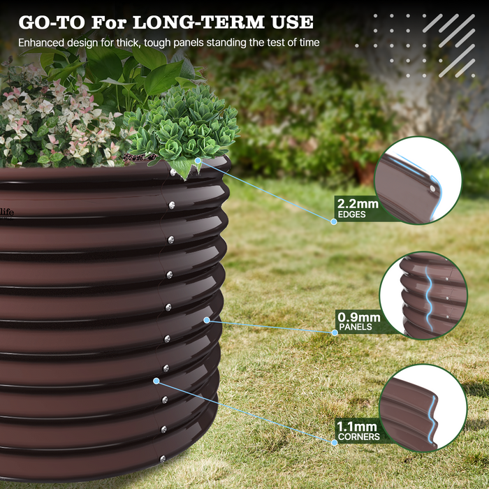 30" Extra Tall 36" Wide Round Easy Assembly Raised Garden Bed