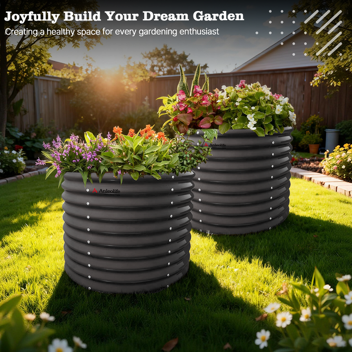 30" Extra Tall 36" Wide Round Galvanized Steel Raised Garden Bed