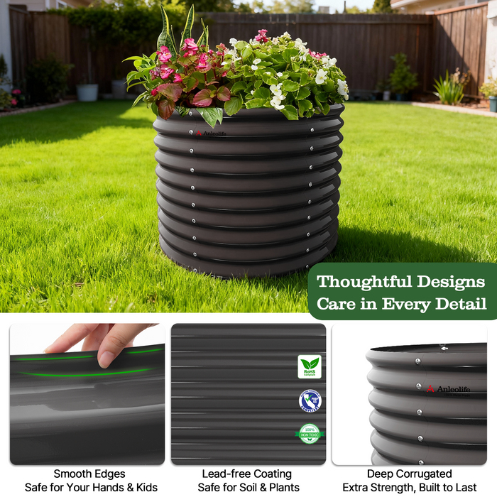 30" Extra Tall 36" Wide Round Galvanized Steel Raised Garden Bed