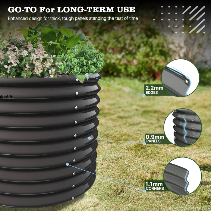 30" Extra Tall 36" Wide Round Galvanized Steel Raised Garden Bed