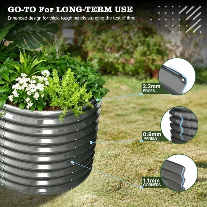 30" Extra Tall 6x3 ft Galvanized Steel Raised Garden Bed