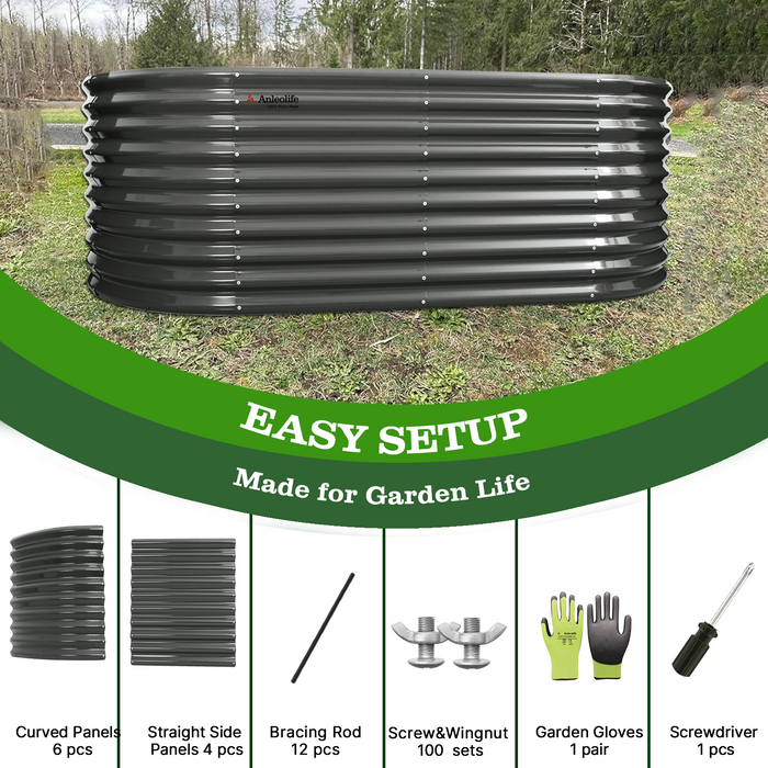 30" Extra Tall 6x3 ft Galvanized Steel Raised Garden Bed