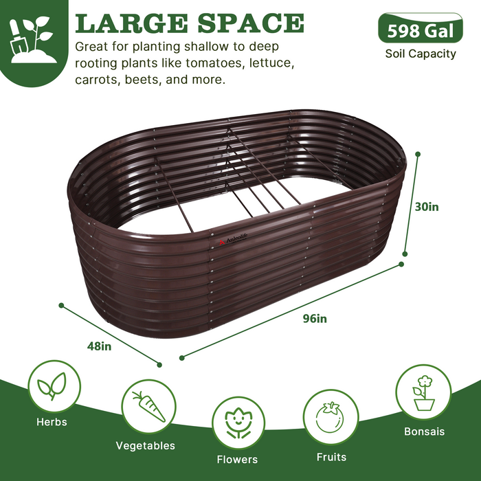 30" Extra Tall 8x4 ft Galvanized Steel Raised Garden Bed