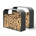 Set of 2:18"D x 59"W x 48"H,32 cube feet,Heavy Duty Log Holder, Galvanized Steel Firewood Storage Shed,Gray - Anleolife