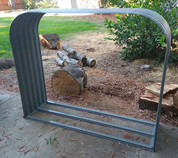Set of 2:18"D x 59"W x 48"H,32 cube feet,Heavy Duty Log Holder, Galvanized Steel Firewood Storage Shed,Gray - Anleolife