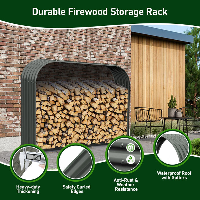 Set of 2:18"D x 59"W x 48"H,32 cube feet,Heavy Duty Log Holder, Galvanized Steel Firewood Storage Shed,Gray - Anleolife