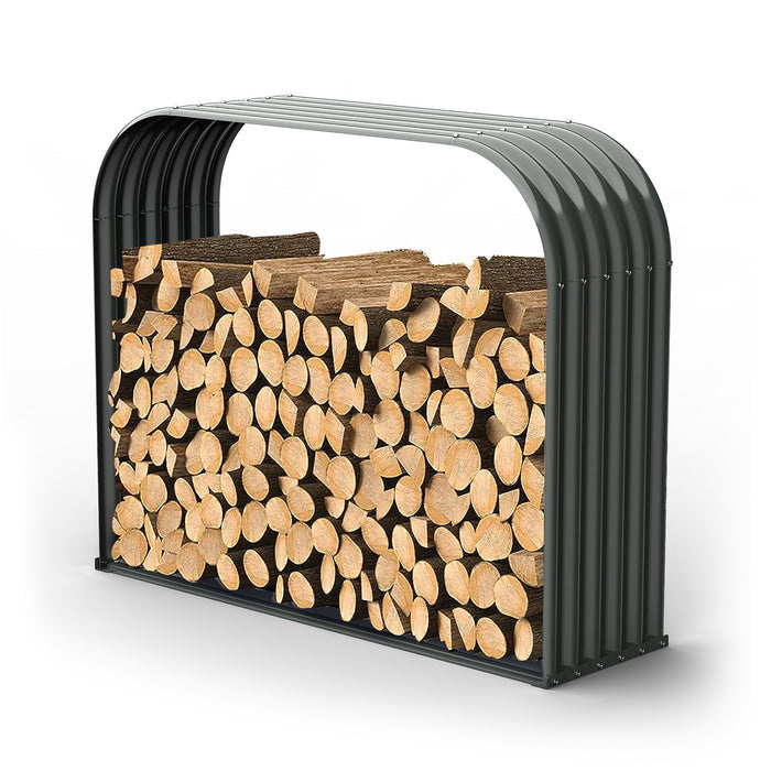18"D x 59"W x 48"H, 32 Cube Ft, Metal Firewood Racks Log Holder, Grey Galvanized Steel Shed, Rainproof - Anleolife
