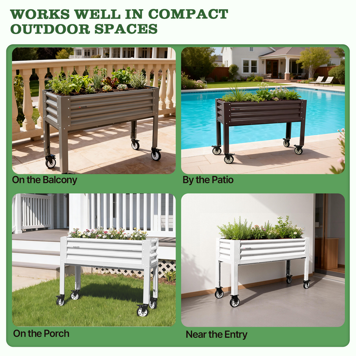 35" Waist-High 4x1.5 ft Galvanized Steel Elevated Raised Garden Bed #coffee
