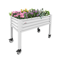 35" Waist-High 4x2 ft Elevated Raised Garden Bed with Wheels #antique-white