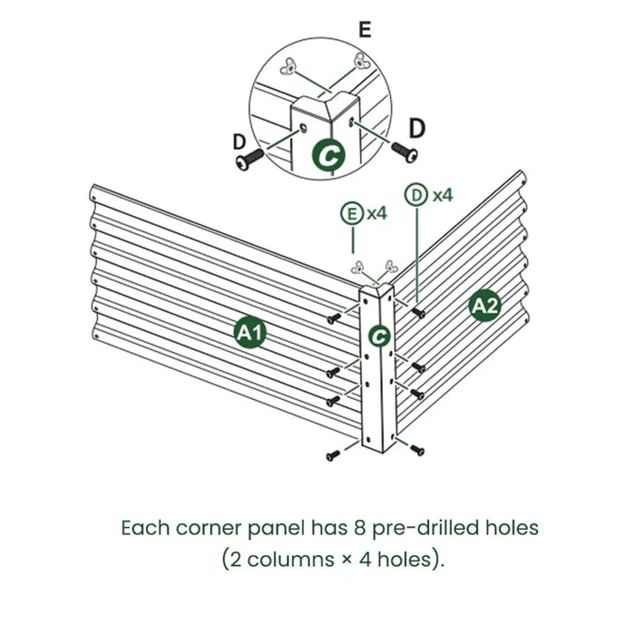 4-Pack Corner Brackets for 18" Tall DIY Garden Beds