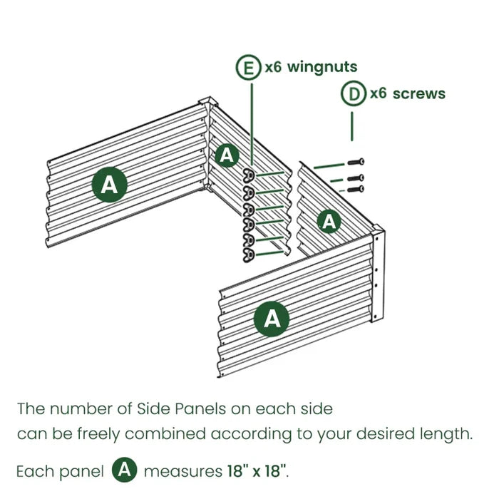 4-Pack Side Panels for 18" Tall DIY Garden Beds