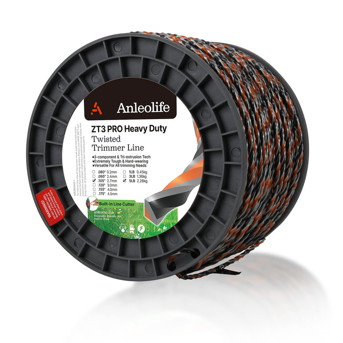 5-Pound ZT3 Pro Heavy Duty Diamond .095-Inch-by-1870-ft Twisted Trimmer Line Spool,3-Component Tri-Extrusion