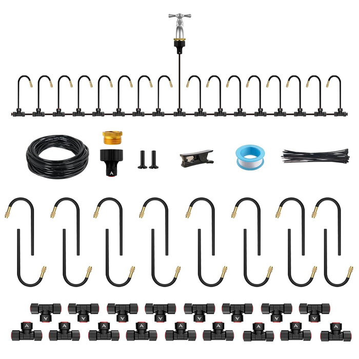 50FT Drip Irrigation Kit with Bendable Copper Nozzles for Patios, Lawns & Container Gardens