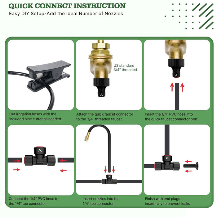50FT Drip Irrigation Kit with Bendable Copper Nozzles for Patios, Lawns & Container Gardens