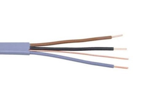 50m of 6243Y1.0mm Three Core & Earth Flat Grey PVC Mains Electricity Cable