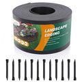 5''x 20ft Anti-UV Black Plastic Garden Landscape Edging, 6pcs Stakes incl. - Anleolife