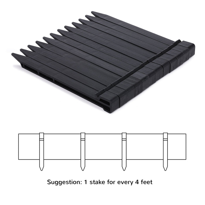 5''x 20ft Anti-UV Black Plastic Garden Landscape Edging, 6pcs Stakes incl. - Anleolife