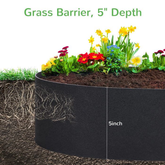 5''x 20ft Anti-UV Black Plastic Garden Landscape Edging, 6pcs Stakes incl. - Anleolife
