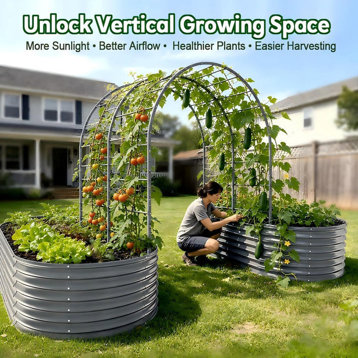 6 FT Heavy-Duty Metal Arch Garden Trellis for Raised Beds & Climbing Plants