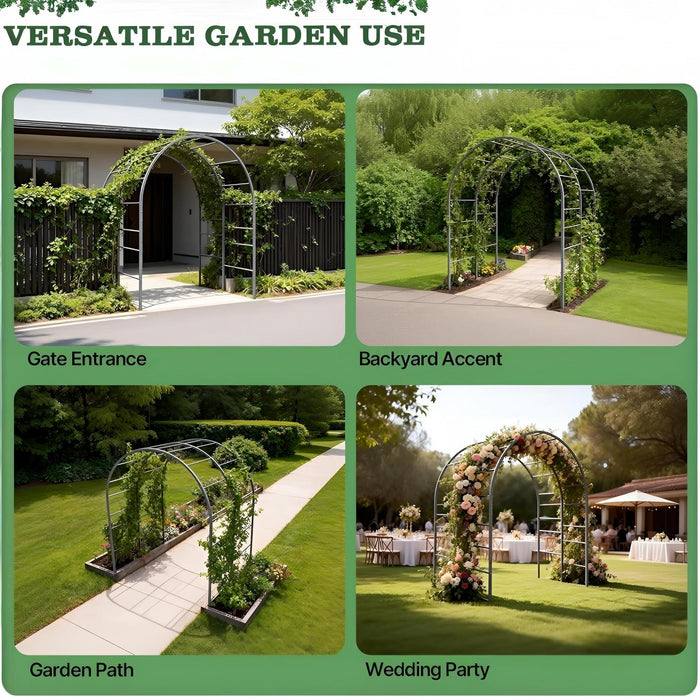 6 FT Heavy-Duty Metal Arch Garden Trellis for Raised Beds & Climbing Plants