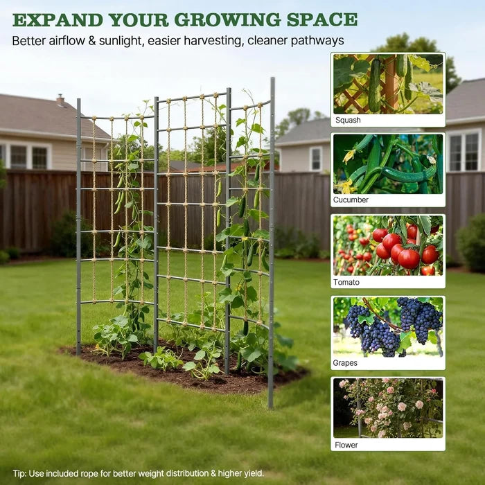 6 FT Heavy-Duty Metal Garden Trellis for Raised Beds & Vertical Growing