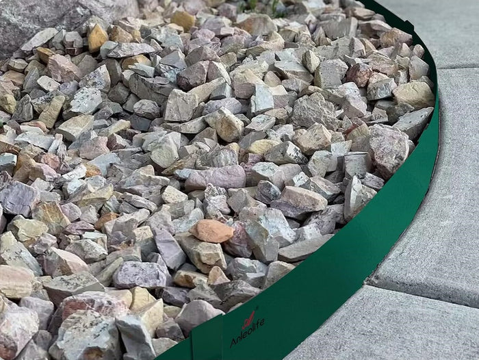 6" x 40" Galvanized Steel Garden Edging, 6-Pack (20FT Total), Powder coating, Gloves & Stakes - Green - Anleolife