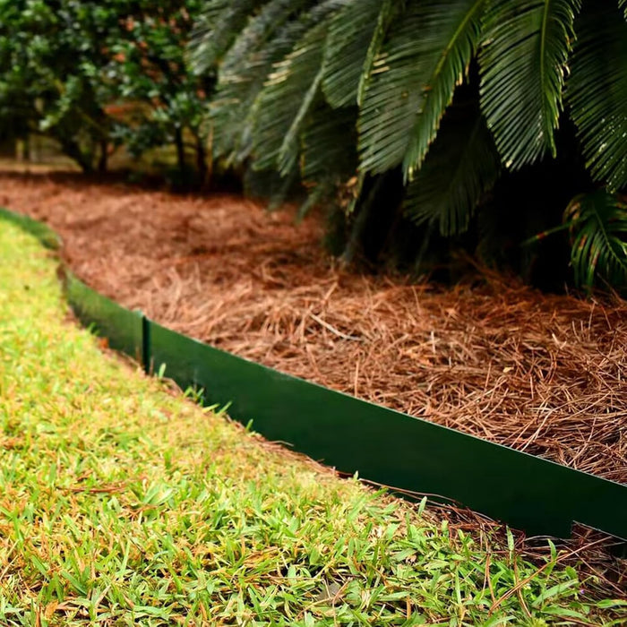 6" x 40" Galvanized Steel Garden Edging, 6-Pack (20FT Total), Powder coating, Gloves & Stakes - Green - Anleolife