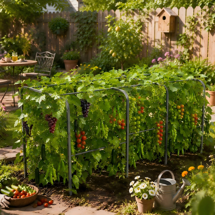 6.0×3.1×2.8 FT Garden Tunnel Trellis with Pest-Control Mesh Net Cover