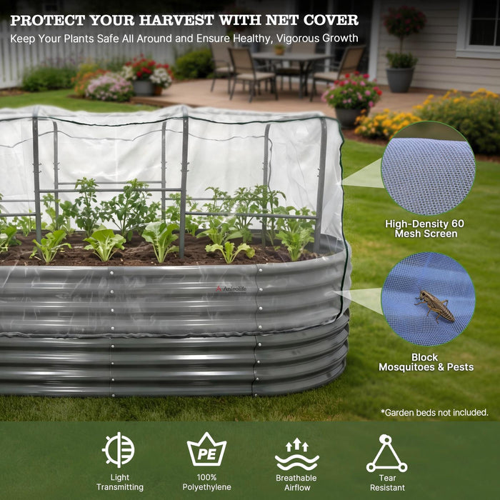 6.0×3.1×2.8 FT Garden Tunnel Trellis with Pest-Control Mesh Net Cover