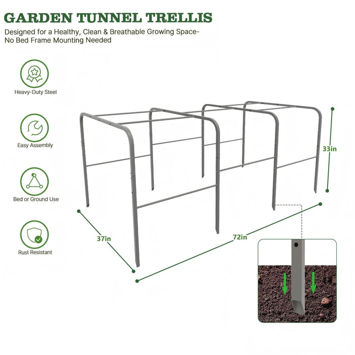 6.0×3.1×2.8 FT Garden Tunnel Trellis with Pest-Control Mesh Net Cover