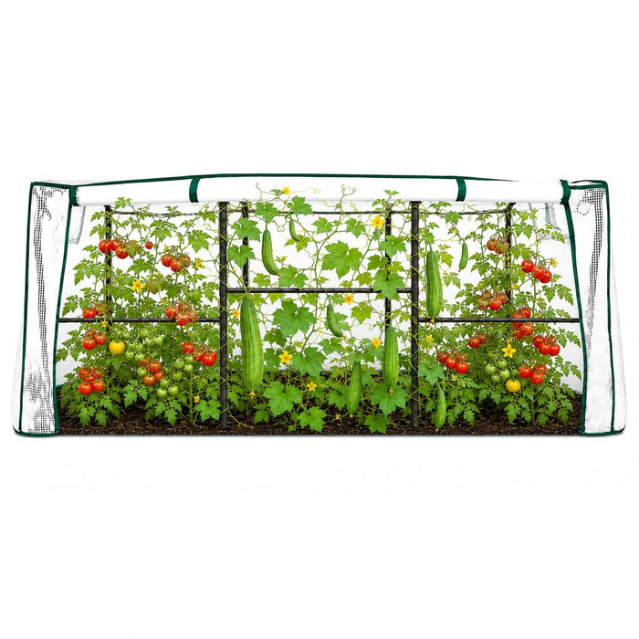 6.0×3.1×2.8 FT Garden Tunnel Trellis with Waterproof PE Net Cover