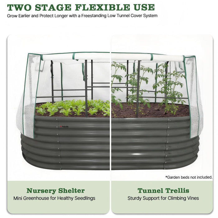 6.0×3.1×2.8 FT Garden Tunnel Trellis with Waterproof PE Net Cover