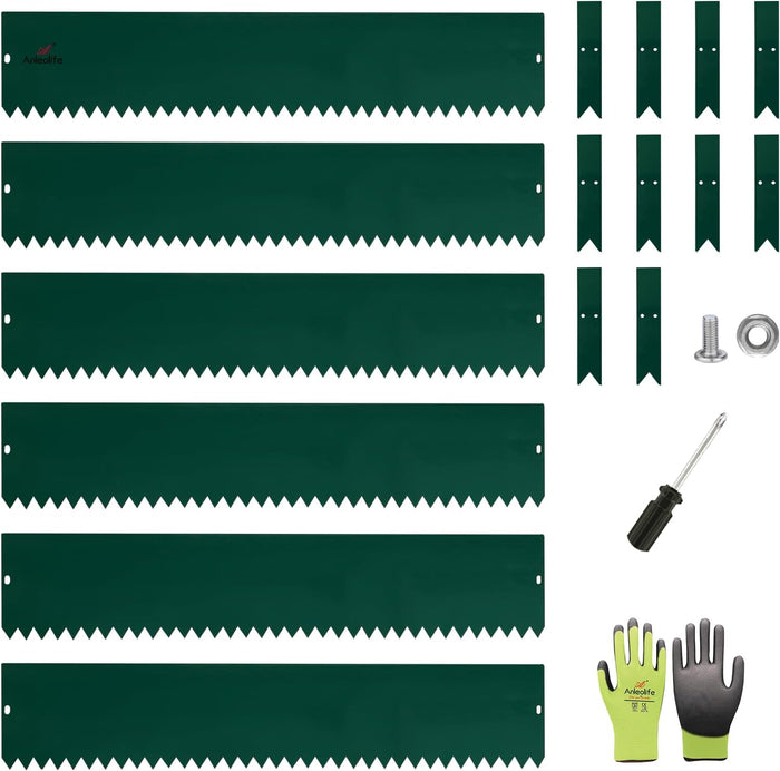 8" x 40" Galvanized Steel Garden Edging, 6-Pack (20FT Total), Powder Coating Lawn Border - Green - Anleolife