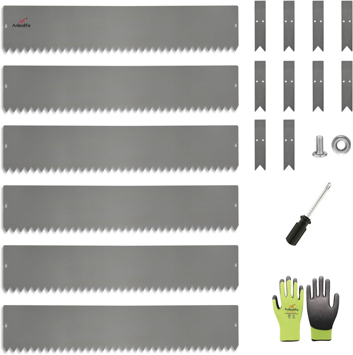 8" x 40" Galvanized Steel Garden Edging, 6-Pack (20FT Total), Powder Coating Lawn Border - Grey - Anleolife
