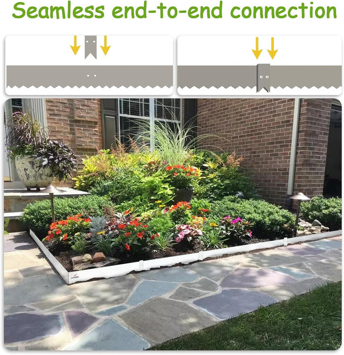 8" x 40" Galvanized Steel Garden Edging, 6-Pack (20FT Total), Powder Coating Lawn Border - White - Anleolife