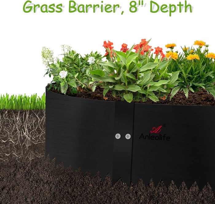 8" x 40" Galvanized Steel Garden Edging, 6-Pack (20FT Total), Powder Coating Lawn Border - Green - Anleolife