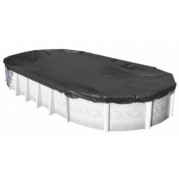 8-Year Midwest Canvas Premium Mesh Winter Pool Cover for 12' x 24' Oval Pools (Cover Size 15' x 27')