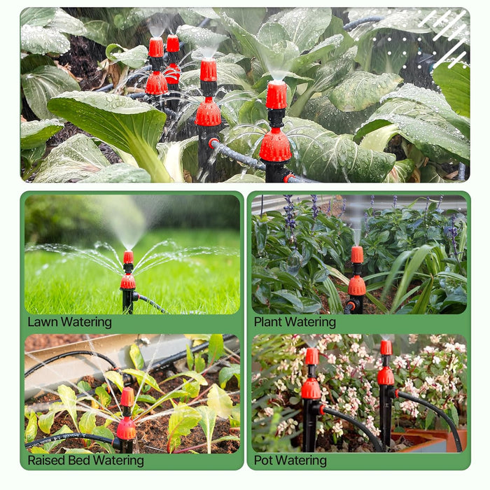 82.4FT Automatic Drip Irrigation Kit with Timer for Raised Beds, Garden & Lawn
